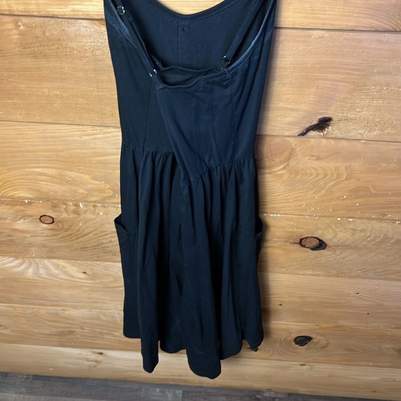 Black Button-Front Dress Womens pockets Midi Adjustable Straps Medium sleeveless - Picture 8 of 12